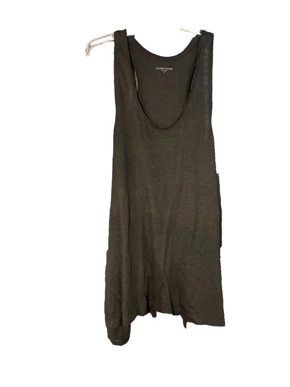 Eileen Fisher Dress Black Linen Shift Tank Tunic Pockets Minimalist S Lagenlook